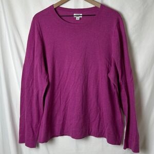 J.Crew Womens Crew Neck Long Sleeve Pullover Teddy Sweater Size 2X Purple Soft